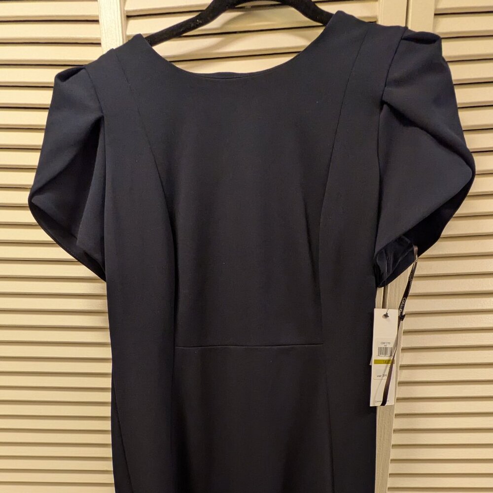 Calvin Klein Tulip-Sleeve Sheath Knee-length Dress - Navy Size 14